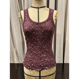 Ann Ferriday VTG. Pucker Cotton Sequin Tank S